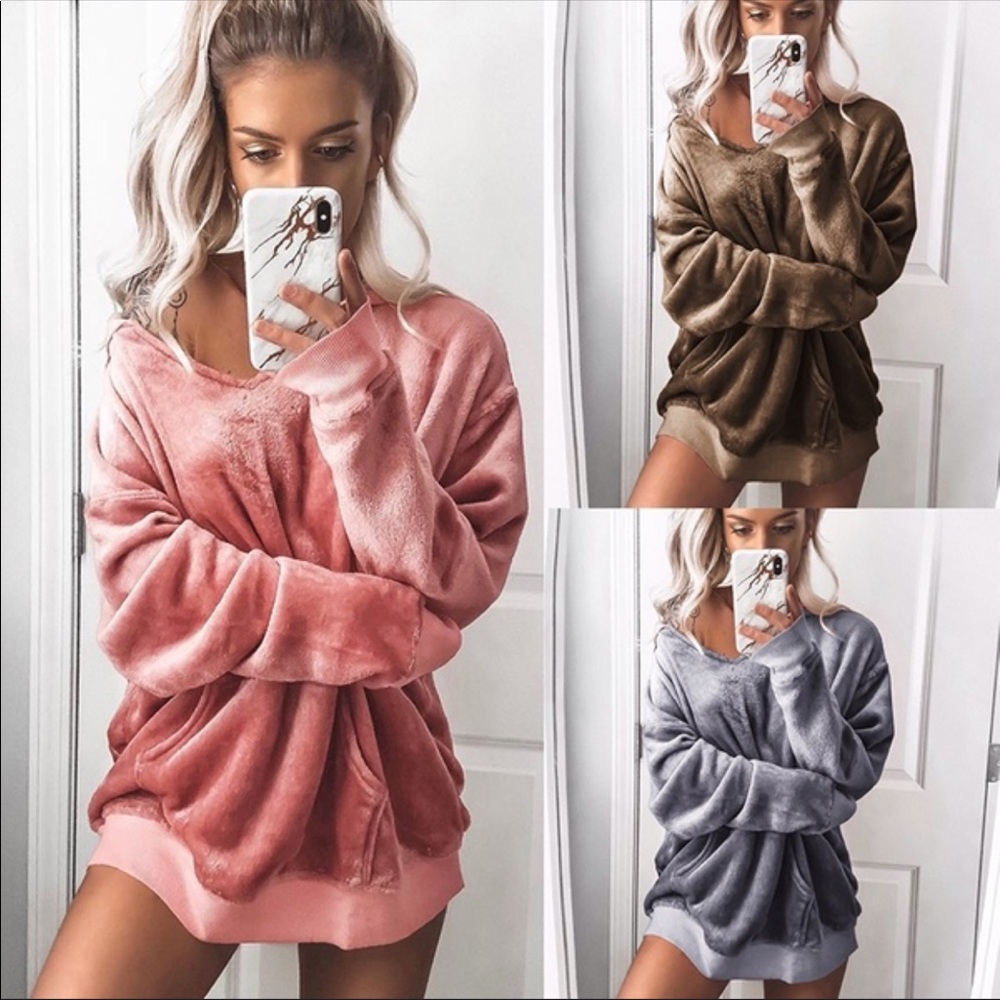 🎉HP🎉Fashion Velvety Oversize Pullover Sweatshirt